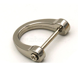 Alloy D-Ring Anchor Shackle Clasps, Platinum, 23x24mm(X-PALLOY-E436-90P)