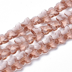 Transparent Glass Beads, Faceted, Butterfly, Dark Salmon, 8x10x6mm, Hole: 1mm(GLAA-Q066-10mm-B16)