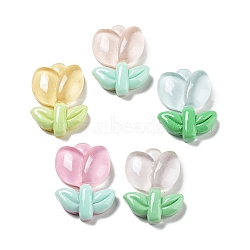 Translucent Resin Cabochons, Tulip Flower, Mixed Color, 32.5x23x8mm(RESI-G084-15)