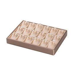 Wooden Earring Presentation Boxes, Covered with PU Leather and Iron Accessories, Rectangle, Bisque, 250x180x32mm(ODIS-P003-03)