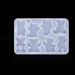 Food Grade DIY Silhouette Silicone Pendant Molds, Decoration Making, Resin Casting Molds, For UV Resin, Epoxy Resin Jewelry Making, White, Bear, 90x137x4.5mm(PW-WG67325-02)