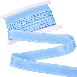 10 Yards Polyester Ruffled Lace Ribbon, for Clothing Decoration, Light Sky Blue, 1-5/8 inch(40mm)(DIY-CY0001-23A)