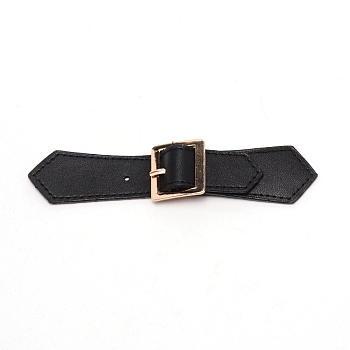 Imitation Leather Toggle Buckle, with Alloy Findings, for Bag Sweater Jacket Coat, DIY Sewing Accessories Crafts, Black, 10.9x2.65x0.2cm, Hole: 2mm