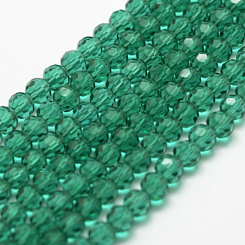 Transparent Glass Bead Strands, Imitate Austrian Crystal, Faceted(32 Facets), Round, Light Sea Green, 4mm, Hole: 1mm, about 96~100pcs/strand, 14~14.5 inch