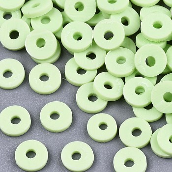 Handmade Polymer Clay Beads, for DIY Jewelry Crafts Supplies, Disc/Flat Round, Heishi Beads, Pale Green, 4x1mm, Hole: 1mm, about 55000pcs/1000g