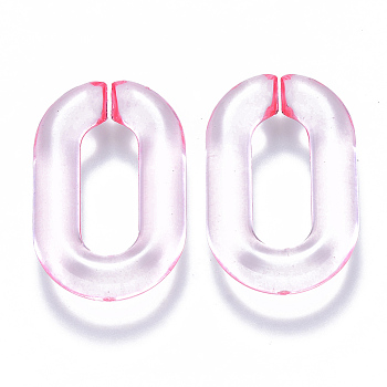 Transparent Acrylic Linking Rings, Quick Link Connectors, for Cable Chains Making, Oval, Pink, 31x19.5x5.5mm, Inner Diameter: 19.5x7.5mm