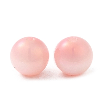 Iridescent Opaque Resin Beads, Candy Beads, Round, Misty Rose, 12x11.5mm, Hole: 2mm