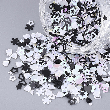 Ornament Accessories, PVC Plastic Paillette/Sequins Beads, No Hole/Undrilled Beads, Mixed Shapes, Mixed Color, 1.5~6.5x1.5~8x0.4~0.7mm