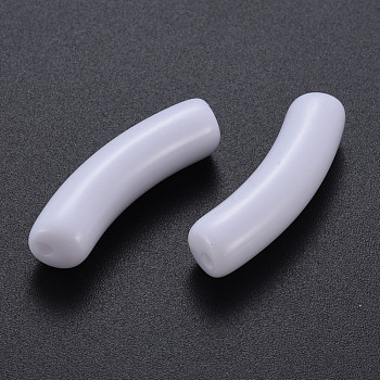 Opaque Acrylic Beads, Curved Tube, Creamy White, 32x9.5x8mm, Hole: 1.8mm, about 330pcs/500g