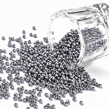 11/0 Grade A Baking Paint Glass Seed Beads, Round, Silver, 2.3x1.5mm, Hole: 1mm, about 5300pcs/50g