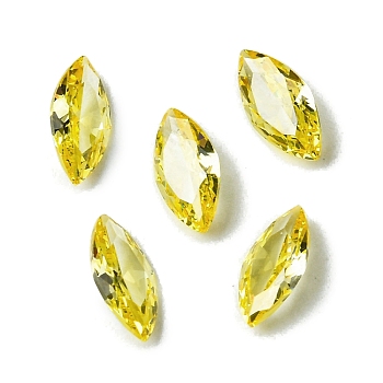 Cubic Zirconia Cabochons, Point Back, Horse Eye, Yellow, 12x6x3mm