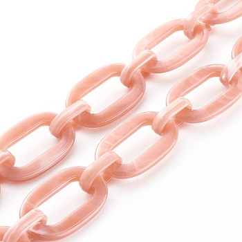 Handmade Acrylic Cable Chains, Light Salmon, 36.5x21x3.5mm, about 39.37 inch(1m)/strand