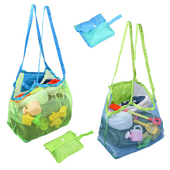 2Pcs 2 Colors Portable Nylon Mesh Grocery Bags, for School Travel Daily Beach Bags Fits, Mixed Color, 78cm, 1pc/color