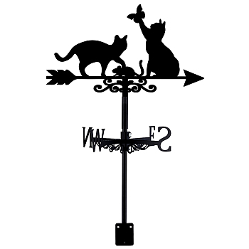 Orangutan Iron Wind Direction Indicator, Weathervane for Outdoor Garden Wind Measuring Tool, Cat Shape, 269x358mm