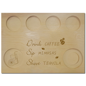 Wooden Wine Serving Tray, Rectangle, Drink Pattern, 180x250x12.5mm