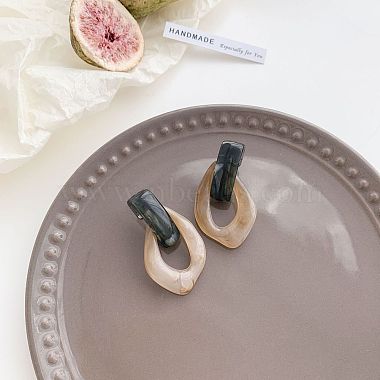 Oval Resin Dangle Stud Earrings(FS-WGCF92D-07)-1