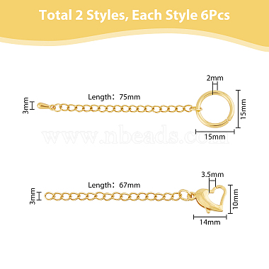 DICOSMETIC 12 Strands 2 Style 304 Stainless Steel Curb Chain Extender(FIND-DC0003-31)-2