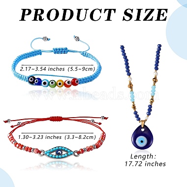 10Pcs 10 Style Evil Eye Braided Bead Bracelets & Pendant Necklace Sets(SJEW-SZ0001-014)-7
