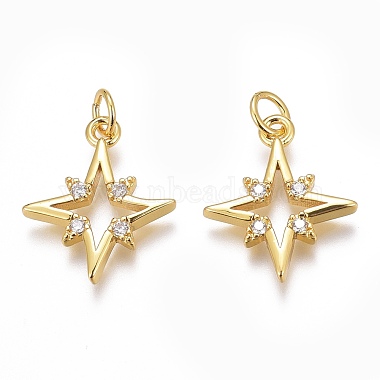 Real 18K Gold Plated Clear Star Brass+Cubic Zirconia Pendants