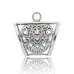 Scarf Pendant Making Tibetan Style Alloy Tube Bails, Loop Bails, Large Bail Beads, Tube with Heart Pattern, Antique Silver, 37x39x16mm, Hole: 4.5mm, Inner Diameter: 12x26mm(PALLOY-J080-01AS)