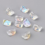 10Pcs Electroplate Transparent Glass Beads, AB Color, Twisted Triangle, Clear AB, 11.5~12x9~9.5x8~9mm, Hole: 1.2mm(EGLA-WH0001-06A)