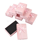6Pcs Cardboard Paper Jewelry Set Boxes, Rectangle with Bowknot, Pink, 5.05x8x2.7cm(AJEW-YW0001-35E)