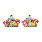 304 Stainless Steel Pendants, with Enamel, Ion Plating(IP), Mushrooom, Colorful, 11x15.3x1.5mm(STAS-CJC0016-03J-G)