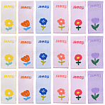 150Pcs 6 Styles Polyester Rectangle Clothing Label, for DIY Hair Tie Accessories, Flower Pattern, Mixed Color, 40x15x1mm, 25pcs/style(DIY-CY0003-86)
