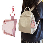 Nylon Mesh Zipper Bags, with Alloy Swivel Clasp and Iron Split Key Rings, Rectangle, Dark Salmon, 200mm(HJEW-TAC0184)