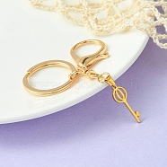 304 Stainless Steel Initial Letter Key Charm Keychains, with Alloy Clasp, Golden, Letter O, 8.8cm(KEYC-YW00004-15)
