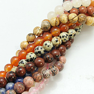 Natural & Synthetic Mixed Stone Beads Strands, Round, Mixed Color, 12mm, Hole: 1mm, about 33pcs/strand, 15.5 inch(G-G151-12mm-M1)