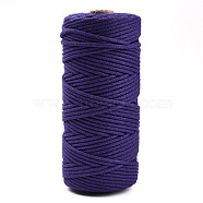 Cotton String Threads, Macrame Cord, Decorative String Threads, for DIY Crafts, Gift Wrapping and Jewelry Making, Indigo, 3mm, about 109.36 Yards(100m)/Roll.(OCOR-T001-02-16)