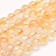 Natural Citrine Beads Strands, Round, 10mm, Hole: 1mm, about 40pcs/strand, 15.5 inch(39.5cm)(G-O166-10-10mm)