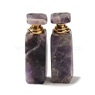 Natural Amethyst Dropper Perfume Bottle, with Golden Tone 304 Stainless Steel Findings, SPA Aromatherapy Essemtial Oil Empty Bottle, 2.35~2.4x2.4~2.45x8.1~8.4cm(DJEW-H010-01G-01)