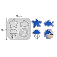 DIY Silicone Quicksand Mold, Resin Casting Molds, Starfish, 108x102x11mm(PW-WG31256-02)