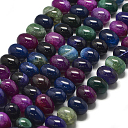Natural Agate Beads Strands, Dyed & Heated, Egg Stone, Mixed Color, 12x15~16mm, Hole: 1mm, about 32pcs/strand, 15.15 inch(38.5cm)(G-E401-F01-1)