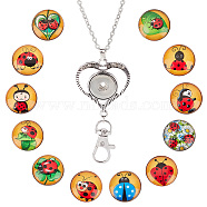 DIY Ladybird Interchangeable Snap Button Office Lanyard Making Kit, Including Alloy Rhinestone Snap Keychain Making, 304 Stainless Steel Cable Chains Necklaces, Brass Snap Buttons, Mixed Color, 749mm(DIY-SC0021-09)
