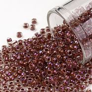 TOHO Round Seed Beads, Japanese Seed Beads, (186) Inside Color Luster Crystal/Terra Cotta Lined, 8/0, 3mm, Hole: 1mm, about 10000pcs/pound(SEED-TR08-0186)