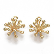 Brass Charms, Flower, Nickel Free, Real 18K Gold Plated, 11x9.5x5mm, Hole: 0.9mm(KK-S356-072-NF)