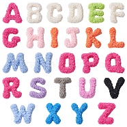 26Pcs 26 Styles Opaque Resin 26 Letter Cabochons, Rose Flower Letter A~Z, Mixed Color, 26.5~29x10.5~26x6.5~7mm, 1pc/style(RESI-YW0001-39)