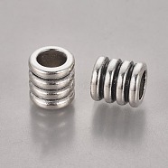 Tibetan Style Alloy Beads, Grooved Beads, Column, Antique Silver,  Lead Free & Cadmium Free, 9.5x9mm, Hole: 6mm(LF9863Y)