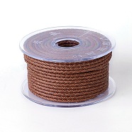 Braided Cowhide Cord, Leather Jewelry Cord, Jewelry DIY Making Material, Sienna, 3mm, about 5.46 yards(5m)/roll(WL-I004-3mm-D-21)