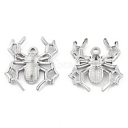 Halloween Theme 201 Stainless Steel Pendants, Spider Charm, Stainless Steel Color, 25x22.5x3mm, Hole: 1.8mm(STAS-N098-147P)