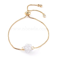 Adjustable Brass Slider Bracelets, Bolo Bracelets, with Cubic Zirconia Woven Beads, Golden, Clear, Inner Diameter: 1/4~3-1/8 inch(0.5~8cm)(BJEW-JB06014-02)