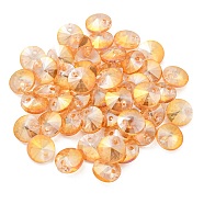 Glass Charms, Faceted, Cone, Orange, 8x4mm, Hole: 1~1.2mm(RGLA-L026-A21)