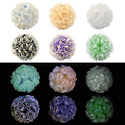 Polymer Clay Luminous Beads, Flower, Mixed Color, 21mm, Hole: 3mm(CLAY-CJC0016-02)