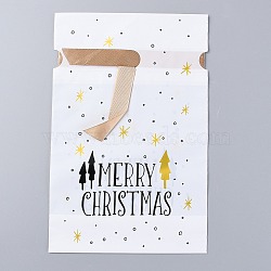 Plastic Baking Bags, Drawstring Bags, for Christmas Wedding Party Birthday Engagement Holiday Favor, Rectangle, White, Christmas Themed Pattern, 22.3x15.1cm, about 45~50pcs/bag(ABAG-O003-06)