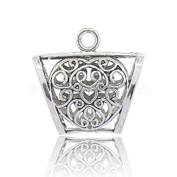 Scarf Pendant Making Tibetan Style Alloy Tube Bails, Loop Bails, Large Bail Beads, Tube with Heart Pattern, Antique Silver, 37x39x16mm, Hole: 4.5mm, Inner Diameter: 12x26mm(PALLOY-J080-01AS)