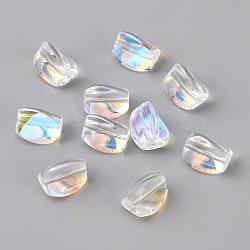 10Pcs Electroplate Transparent Glass Beads, AB Color, Twisted Triangle, Clear AB, 11.5~12x9~9.5x8~9mm, Hole: 1.2mm(EGLA-WH0001-06A)