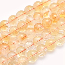 Natural Citrine Beads Strands, Round, 10mm, Hole: 1mm, about 40pcs/strand, 15.5 inch(39.5cm)(G-O166-10-10mm)